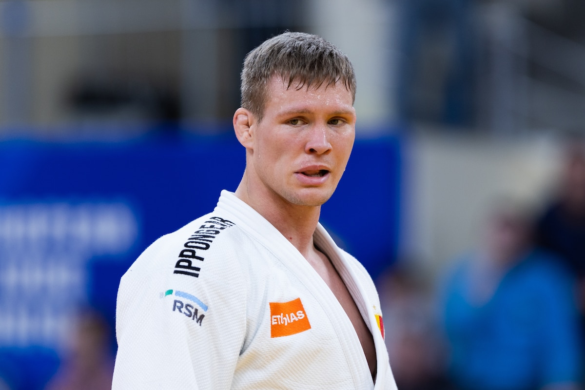 Belgian Matthias Casse (white gi) competes against Bulgarian Valkov (not pictured) in the second round of the men -81kg category, at the European Championships judo in Tbilisi, Georgia, on Saturday 18 April 2026.
BELGA PHOTO NIKOLA KRISTC