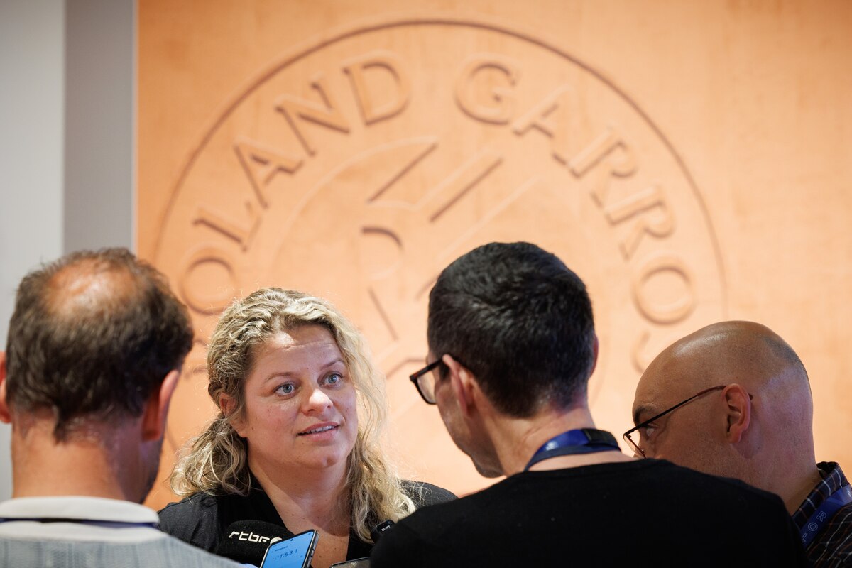 Former Belgian tennis player Kim Clijsters pictured during a press conference at the Roland Garros French Open tennis tournament, in Paris, France, Monday 02 June 2025. This year's tournament takes place from 25 May to 08 June. BELGA PHOTO BENOIT DOPPAGNE