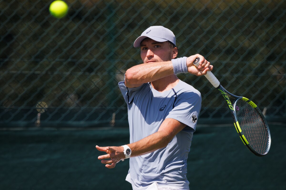 Belgian Raphael Collignon pictured in action during the afternoon training session the preparations ahead of the Wimbledon grand slam tennis tournament in London, Britain, Friday 26 June 2026. The main tournament is starting on Monday 29th June. BELGA PHOTO BENOIT DOPPAGNE