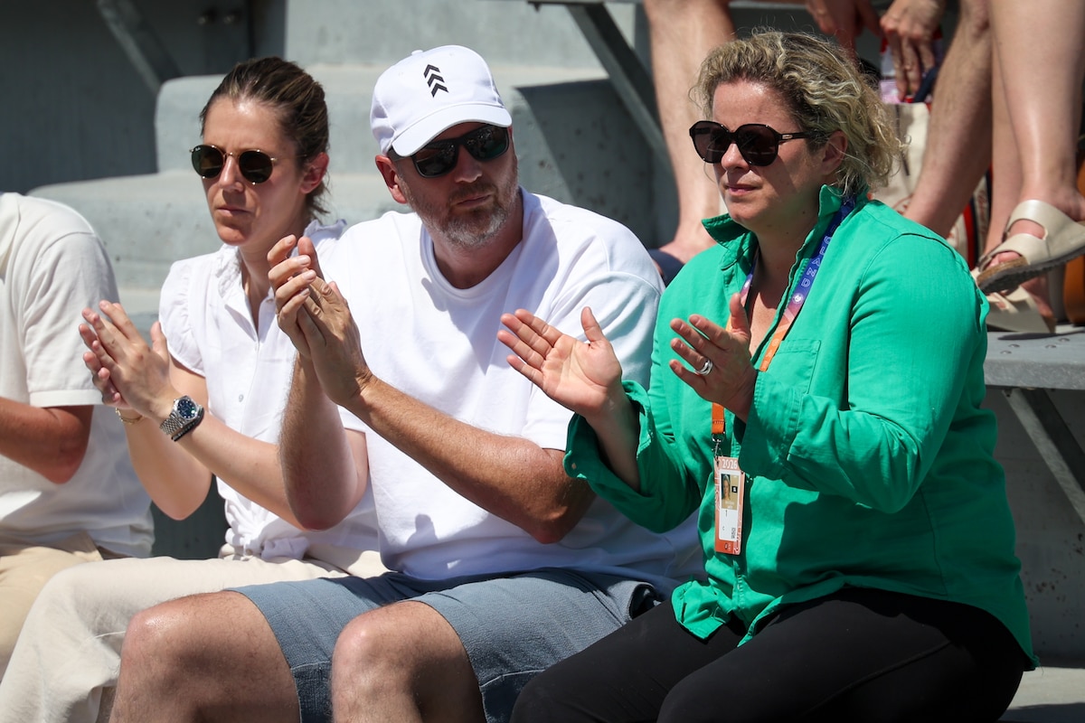 Belgian Kim Clijsters pictured during a first round match in the women's singles between German Maria and Belgian Mertens at the Roland Garros French Open tennis tournament, in Paris, France, Monday 25 May 2026. This year's tournament takes place from 18 May to 07 June. BELGA PHOTO VIRGINIE LEFOUR