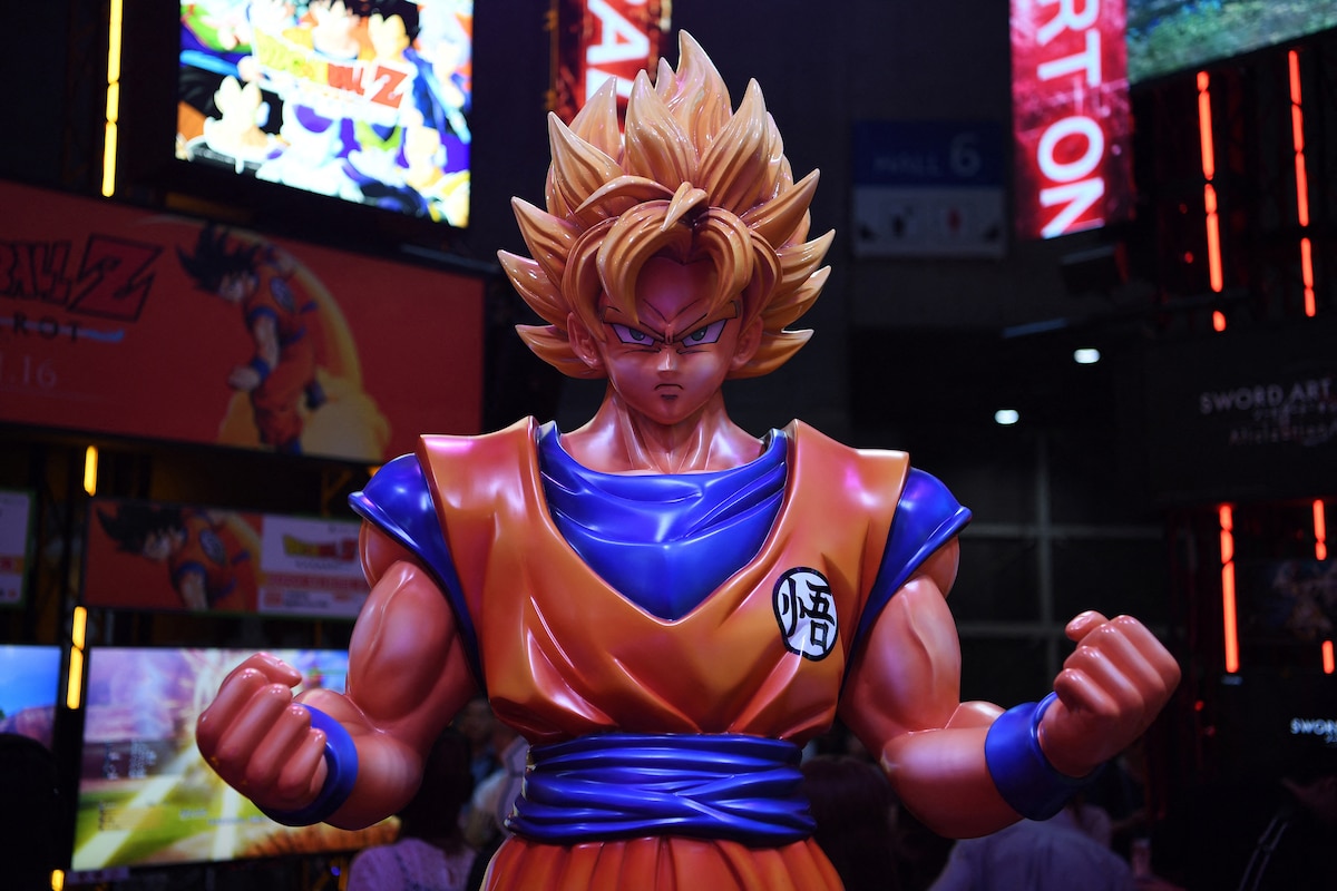 Le personnage de Dragon Ball Z, Son Guoku lors du Tokyo Game Show à Makuhari, préfecture de Chiba, le 12 septembre 2019.