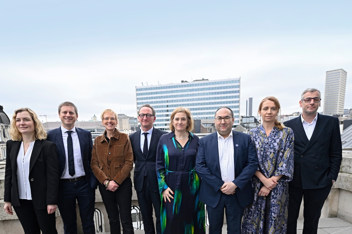 BRUSSELS, BELGIUM - FEBRUARY 14 : Brussels Parliament : swearing-in ceremony for Boris Dilliès (MR) & Elke Van den Brandt (Groen) & Dirk De Smedt (Anders) & Ans Persoons (Vooruit) & Ahmed Laaouej (PS) & Laurent Hublet (Les Engagés) & Audrey Henry (MR) & Karine Lalieux (PS) in the new Minister-President of the Brussels-Capital Region Government on February 14, 2026 in Brussels, Belgium, 14/02/2026 ( Photo by Didier Lebrun / Photonews