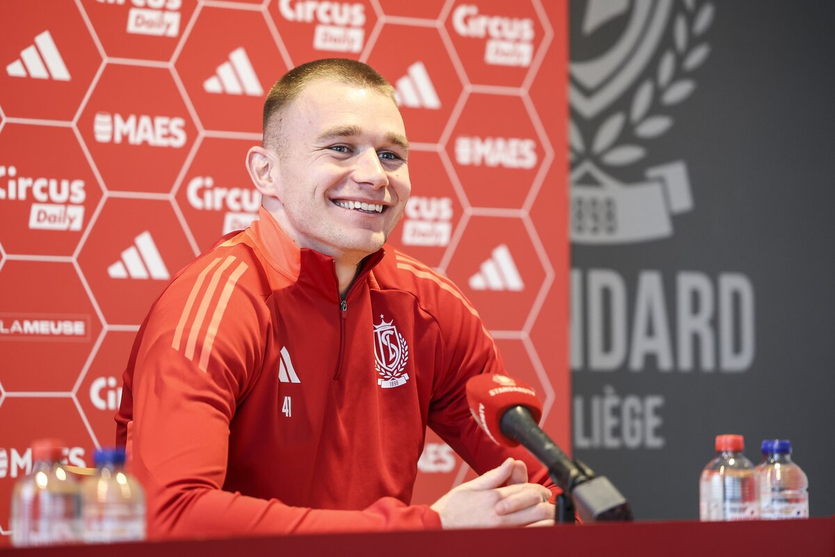 Standard's Attila Szalai pictured during a press moment of Belgian soccer team Standard de Liege to present a new player, Thursday 30 January 2025 in Angleur, Liege. BELGA PHOTO NATACHA FREISEN
